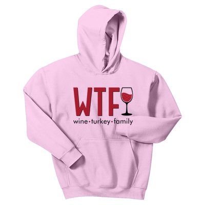 Wtf Wine Turkey Family Funny Holiday Thanksgiving Christmas Kids Hoodie