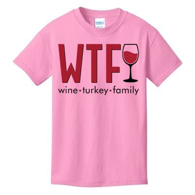 Wtf Wine Turkey Family Funny Holiday Thanksgiving Christmas Kids T-Shirt