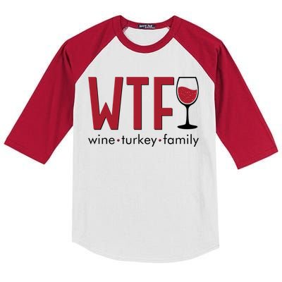 Wtf Wine Turkey Family Funny Holiday Thanksgiving Christmas Kids Colorblock Raglan Jersey