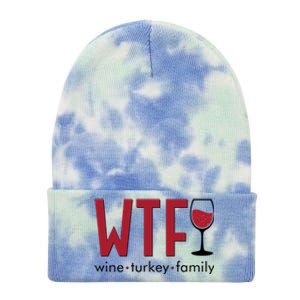 Wtf Wine Turkey Family Funny Holiday Thanksgiving Christmas Tie Dye 12in Knit Beanie