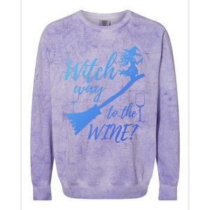 Witch Way To Wine Spooky Graphic Halloween Ing Graphic Meaningful Gift Colorblast Crewneck Sweatshirt