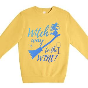 Witch Way To Wine Spooky Graphic Halloween Ing Graphic Meaningful Gift Premium Crewneck Sweatshirt