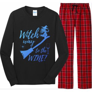 Witch Way To Wine Spooky Graphic Halloween Ing Graphic Meaningful Gift Long Sleeve Pajama Set