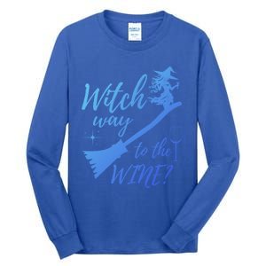 Witch Way To Wine Spooky Graphic Halloween Ing Graphic Meaningful Gift Tall Long Sleeve T-Shirt