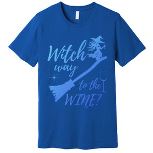 Witch Way To Wine Spooky Graphic Halloween Ing Graphic Meaningful Gift Premium T-Shirt