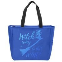 Witch Way To Wine Spooky Graphic Halloween Ing Graphic Meaningful Gift Zip Tote Bag