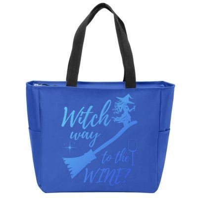 Witch Way To Wine Spooky Graphic Halloween Ing Graphic Meaningful Gift Zip Tote Bag