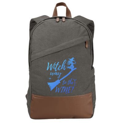 Witch Way To Wine Spooky Graphic Halloween Ing Graphic Meaningful Gift Cotton Canvas Backpack