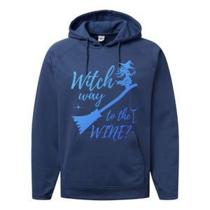 Witch Way To Wine Spooky Graphic Halloween Ing Graphic Meaningful Gift Performance Fleece Hoodie