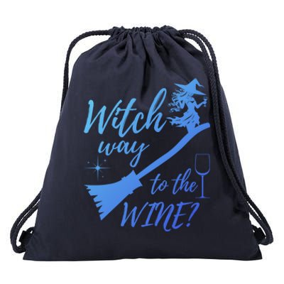 Witch Way To Wine Spooky Graphic Halloween Ing Graphic Meaningful Gift Drawstring Bag