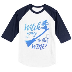 Witch Way To Wine Spooky Graphic Halloween Ing Graphic Meaningful Gift Baseball Sleeve Shirt