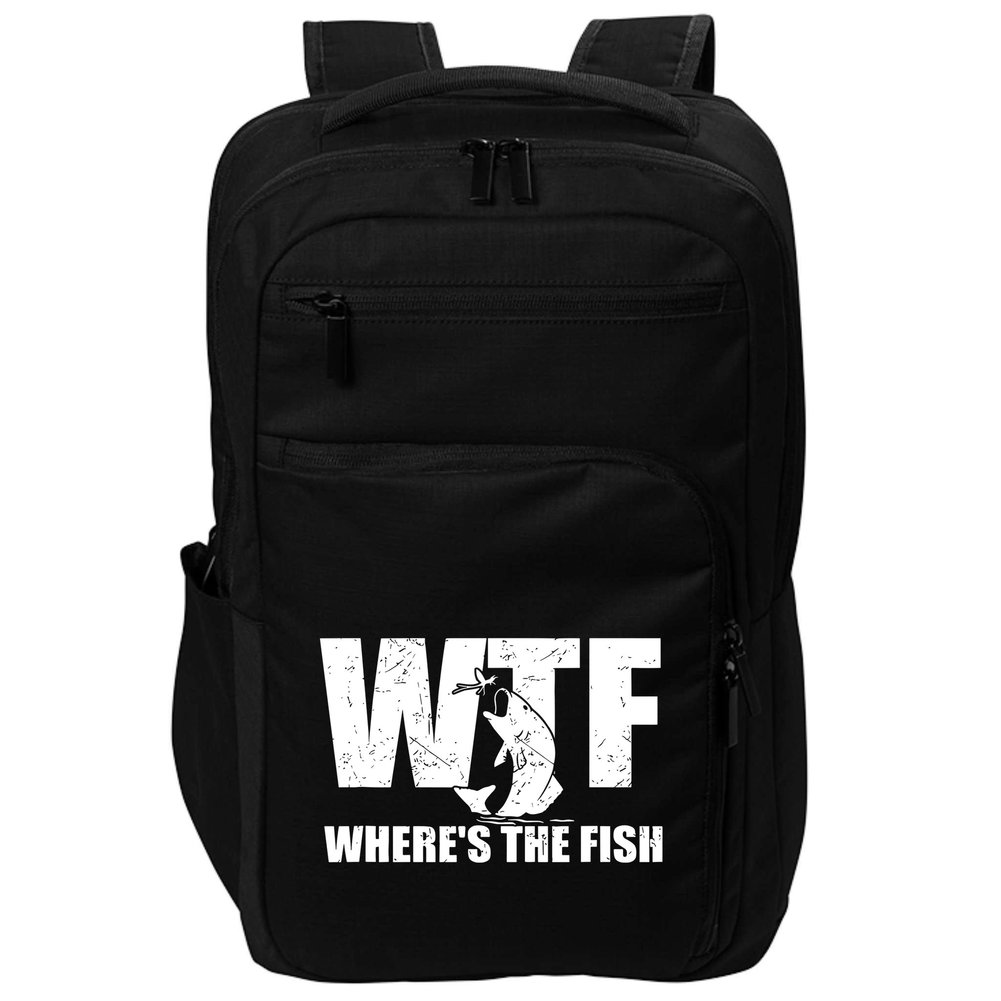 Wtf Wheres The Fish Funny Fishing Gifts Fathers Day Impact Tech Backpack