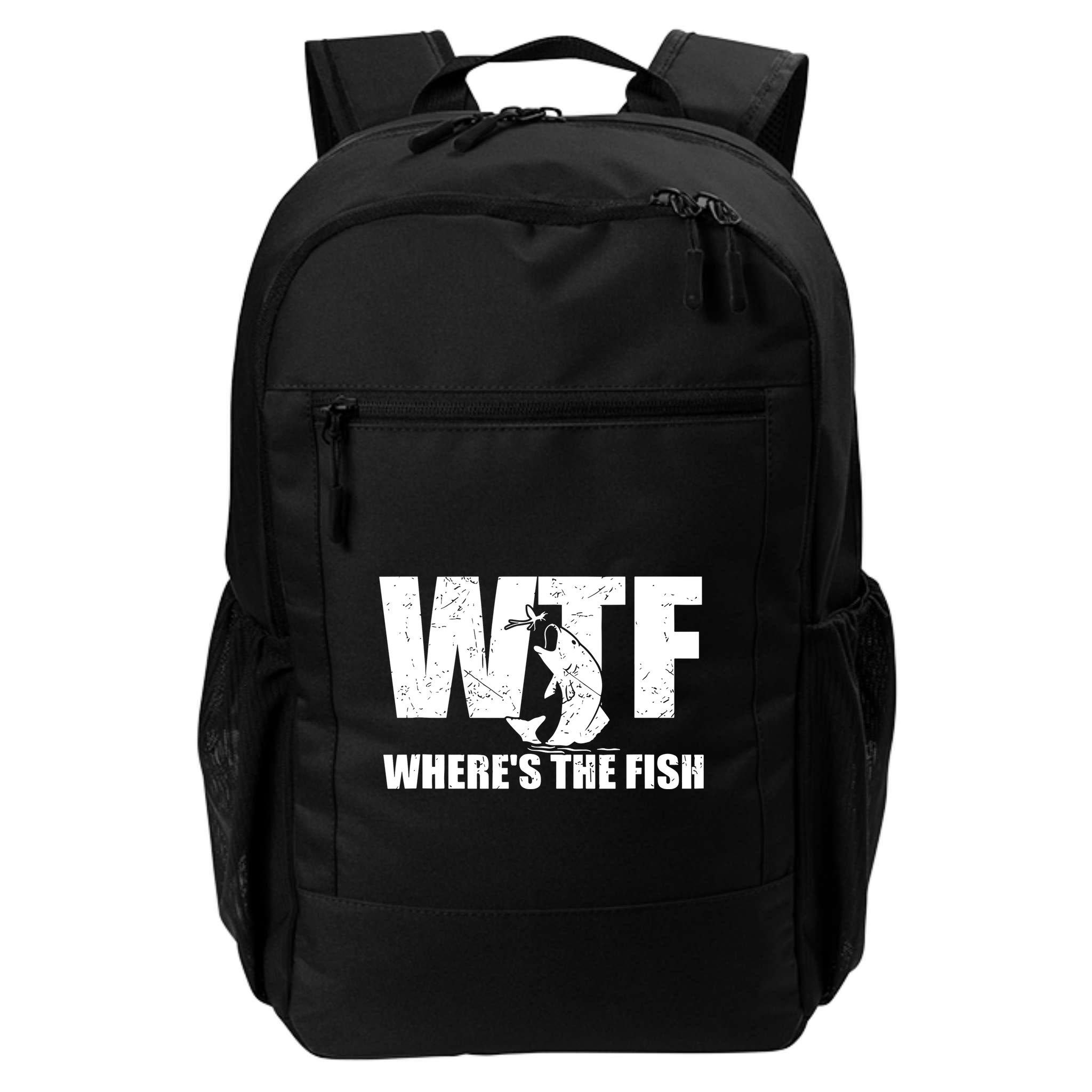Wtf Wheres The Fish Funny Fishing Gifts Fathers Day Backpack