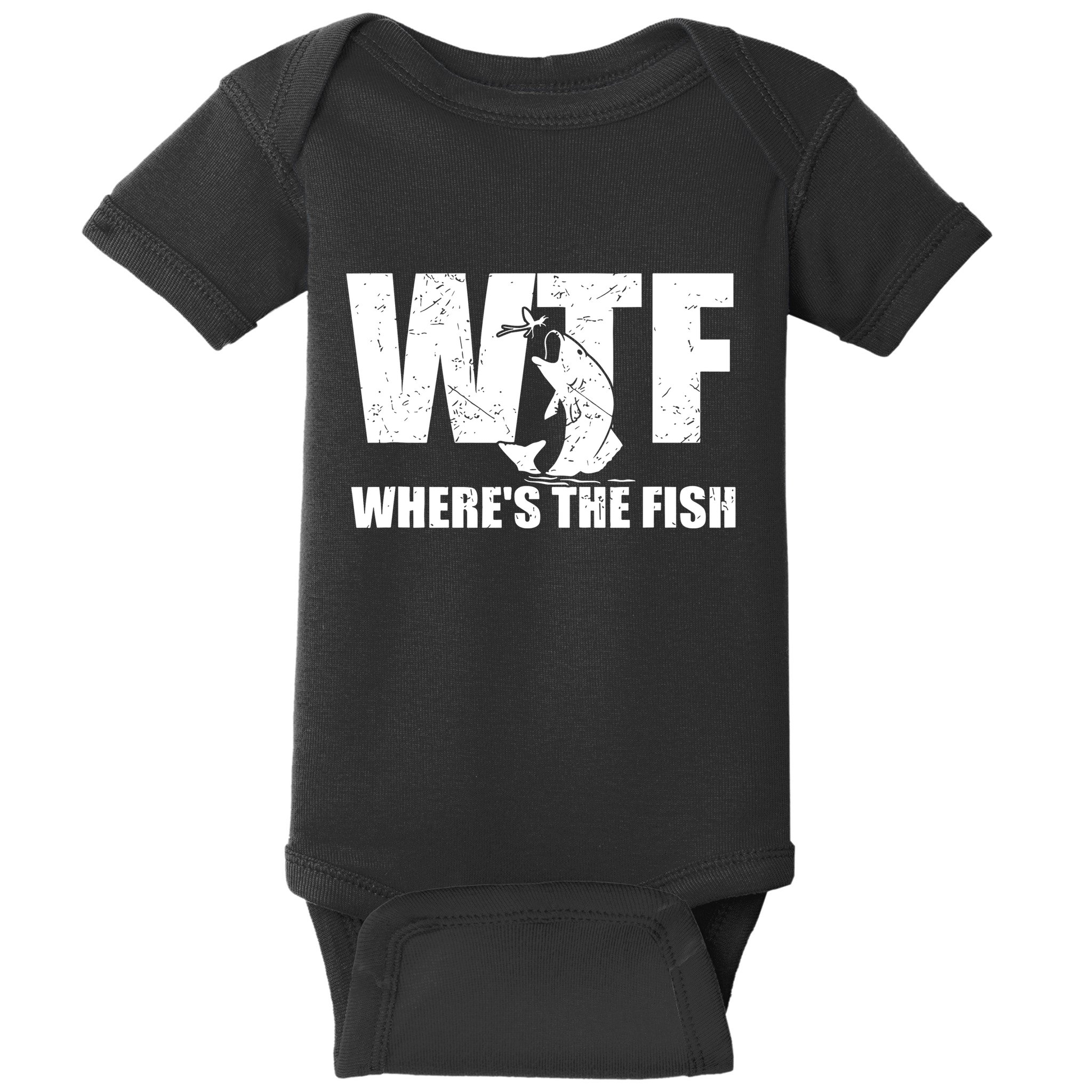 Wtf Wheres The Fish Funny Fishing Gifts Fathers Day Baby Bodysuit