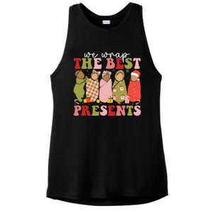 We Wrap The Best Presents Mother Baby Nurse L&D Nicu Xmas Ladies PosiCharge Tri-Blend Wicking Tank