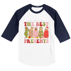 We Wrap The Best Presents Mother Baby Nurse L&D Nicu Xmas Baseball Sleeve Shirt