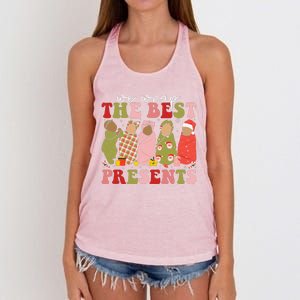 We Wrap The Best Presents Mother Baby Nurse L&D Nicu Xmas Women's Knotted Racerback Tank