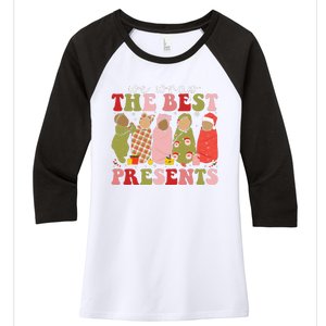 We Wrap The Best Presents Mother Baby Nurse L&D Nicu Xmas Women's Tri-Blend 3/4-Sleeve Raglan Shirt