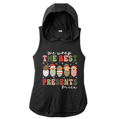 We Wrap The Best Presents Nicu Nurse Christmas Nurse Gift Ladies PosiCharge Tri-Blend Wicking Draft Hoodie Tank