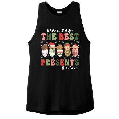 We Wrap The Best Presents Nicu Nurse Christmas Nurse Gift Ladies PosiCharge Tri-Blend Wicking Tank