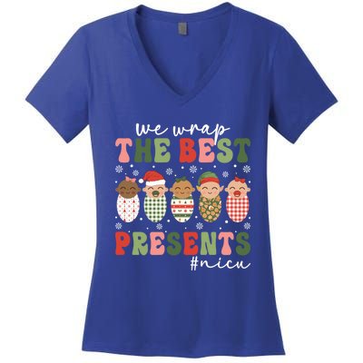 We Wrap The Best Presents Nicu Nurse Christmas Nurse Gift Women's V-Neck T-Shirt