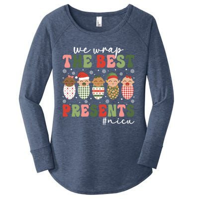 We Wrap The Best Presents Nicu Nurse Christmas Nurse Gift Women's Perfect Tri Tunic Long Sleeve Shirt