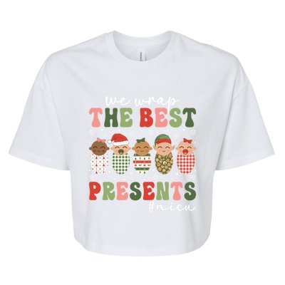 We Wrap The Best Presents Nicu Nurse Christmas Nurse Gift Bella+Canvas Jersey Crop Tee