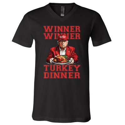 Winner Winner Turkey Dinner Donald Trump Usa Thanksgiving V-Neck T-Shirt