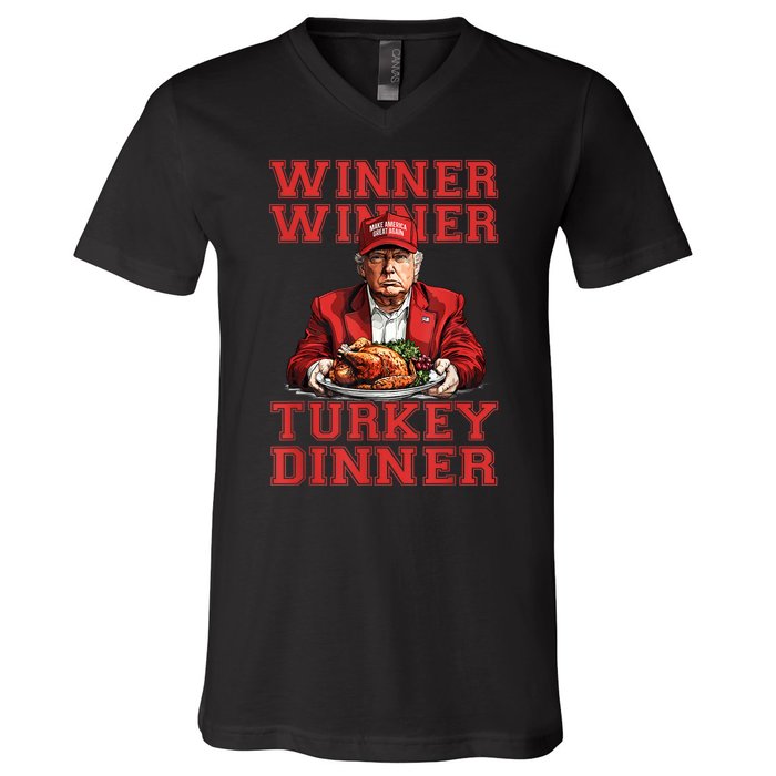 Winner Winner Turkey Dinner Donald Trump Usa Thanksgiving V-Neck T-Shirt