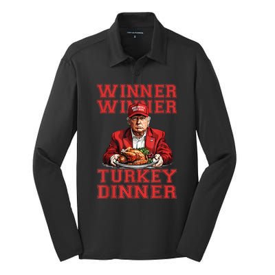 Winner Winner Turkey Dinner Donald Trump Usa Thanksgiving Silk Touch Performance Long Sleeve Polo