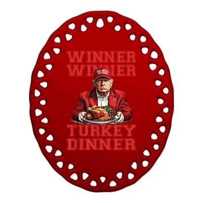 Winner Winner Turkey Dinner Donald Trump Usa Thanksgiving Ceramic Oval Ornament