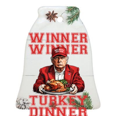 Winner Winner Turkey Dinner Donald Trump Usa Thanksgiving Ceramic Bell Ornament