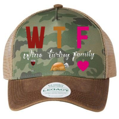 Wtf Wine Turkey Family Funny Thanksgiving Hostess Gift Legacy Tie Dye Trucker Hat