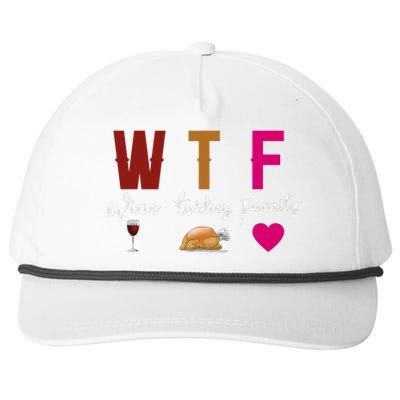 Wtf Wine Turkey Family Funny Thanksgiving Hostess Gift Snapback Five-Panel Rope Hat