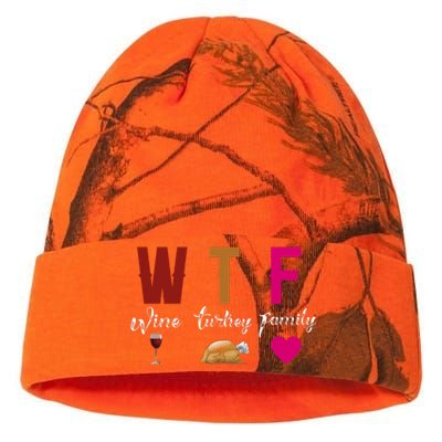 Wtf Wine Turkey Family Funny Thanksgiving Hostess Gift Kati Licensed 12" Camo Beanie