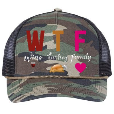 Wtf Wine Turkey Family Funny Thanksgiving Hostess Gift Retro Rope Trucker Hat Cap