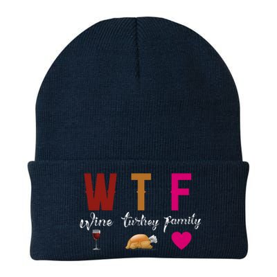 Wtf Wine Turkey Family Funny Thanksgiving Hostess Gift Knit Cap Winter Beanie