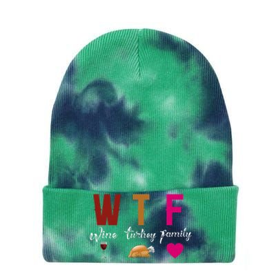 Wtf Wine Turkey Family Funny Thanksgiving Hostess Gift Tie Dye 12in Knit Beanie