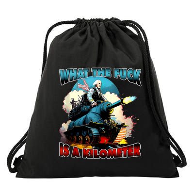 Wtf What The Fuck Is A Kilometer George Washington July 4th Drawstring Bag