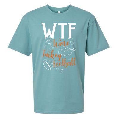 Wtf Wine Turkey Football Funny Thanksgiving Great Gift Sueded Cloud Jersey T-Shirt