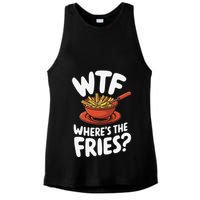 Wtf WhereS The Fries Funny Expression Ladies PosiCharge Tri-Blend Wicking Tank