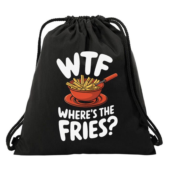 Wtf WhereS The Fries Funny Expression Drawstring Bag