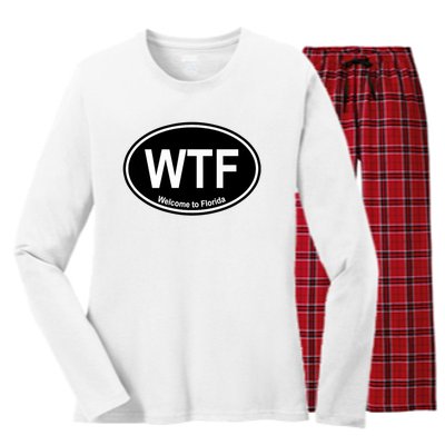 Wtf Welcome To Florida Women's Long Sleeve Flannel Pajama Set 