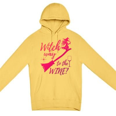 Witch Way To Wine Spooky Graphic Halloween Ing Graphic Meaningful Gift Premium Pullover Hoodie