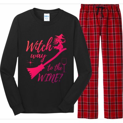 Witch Way To Wine Spooky Graphic Halloween Ing Graphic Meaningful Gift Long Sleeve Pajama Set