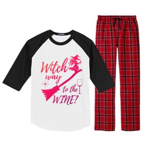 Witch Way To Wine Spooky Graphic Halloween Ing Graphic Meaningful Gift Raglan Sleeve Pajama Set