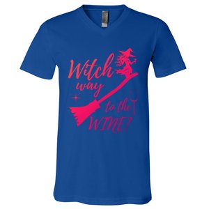 Witch Way To Wine Spooky Graphic Halloween Ing Graphic Meaningful Gift V-Neck T-Shirt