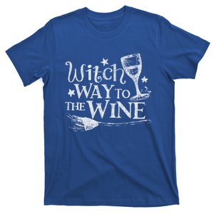 Witch Way To The Wine Broom Glass Of Wine Great Gift T-Shirt