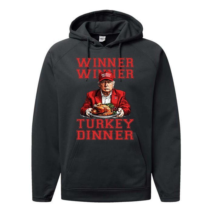 Winner Winner Turkey Dinner Humor Funny Trump Thanksgiving Performance Fleece Hoodie