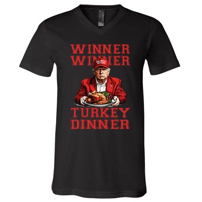 Winner Winner Turkey Dinner Humor Funny Trump Thanksgiving V-Neck T-Shirt